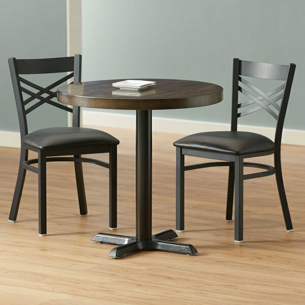 Lancaster Table & Seating LT 30 Round Standard Height Recycled Wood Table - Espresso Finish, Cast Iron Base 349D30RDESXB